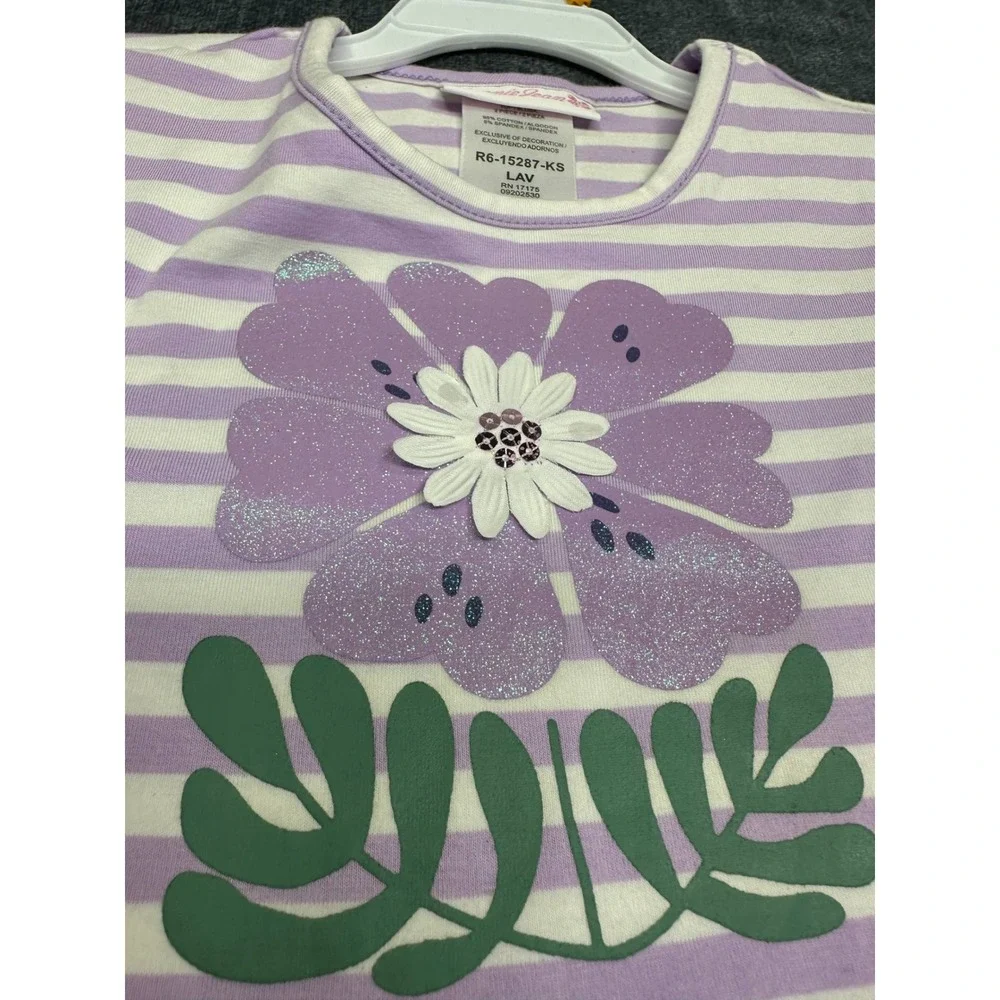 Bonnie Jean Girls Lavender Striped Floral‎ T-Shirt and Tiered Skort Set 3T NEW